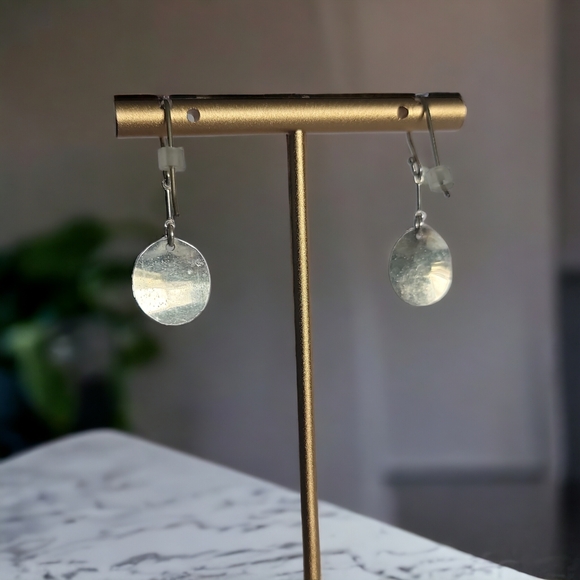 Sterling Silver .925 Delicate Leaf Earrings - Picture 3 of 5